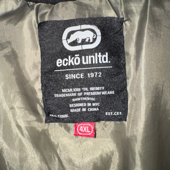 Ecko Unltd Men Hooded Puffer Vest Jacket Camo Full Zip Up Sleeveless 4XL Green - Picture 6 of 8